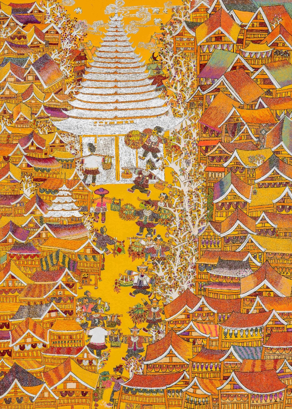 陈素英《侗乡盛景入画来》广西