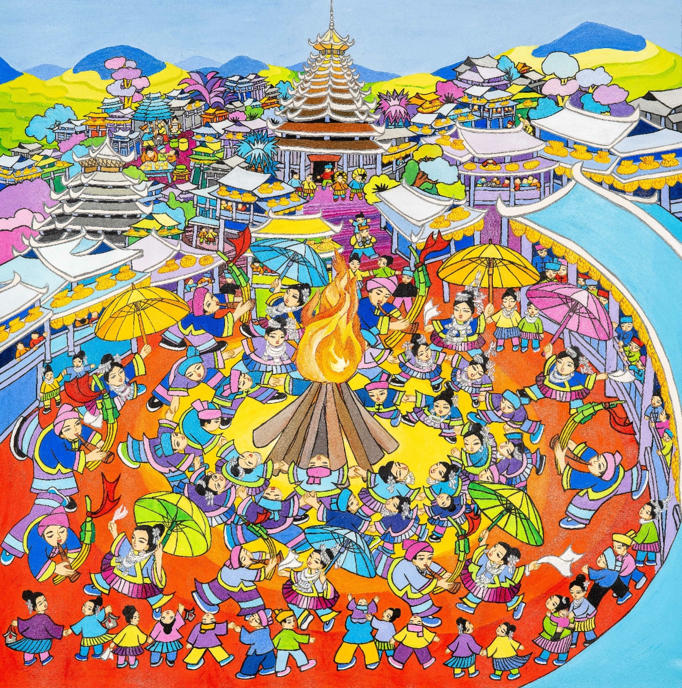 吴凡宇 《篝火踩堂迎新春》 广西