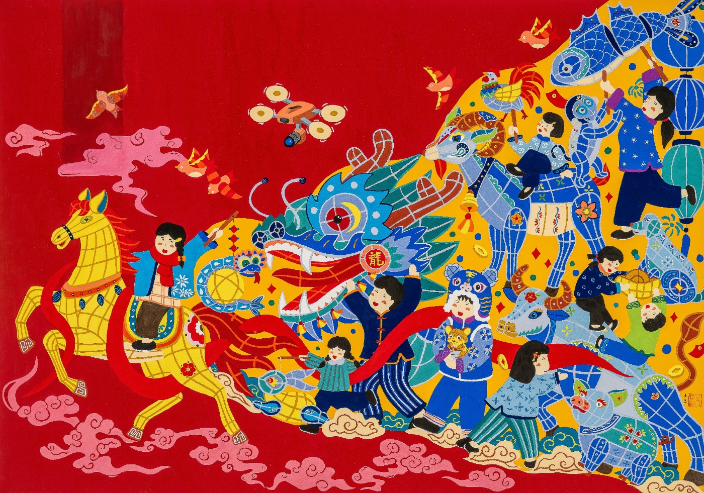 朱喜 《花灯迎岁庆丰年》 上海